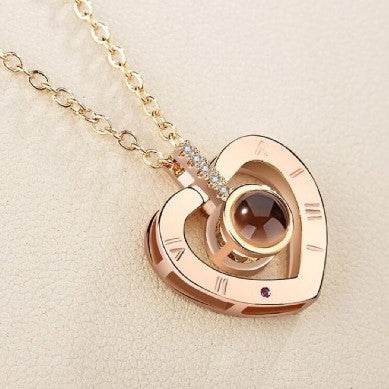 ⛓️COLLAR CORAZÓN PROYECTA TE AMO EN 100 IDIOMAS ❤️ ENVIO GRATIS