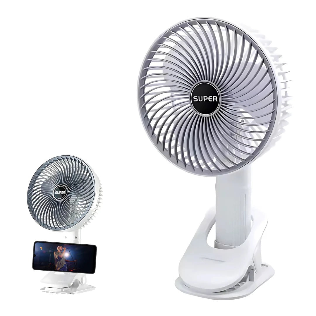 VENTILADOR PORTÁTIL 360° RECARGABLE CON PORTACELULAR | ENVÍO GRATIS