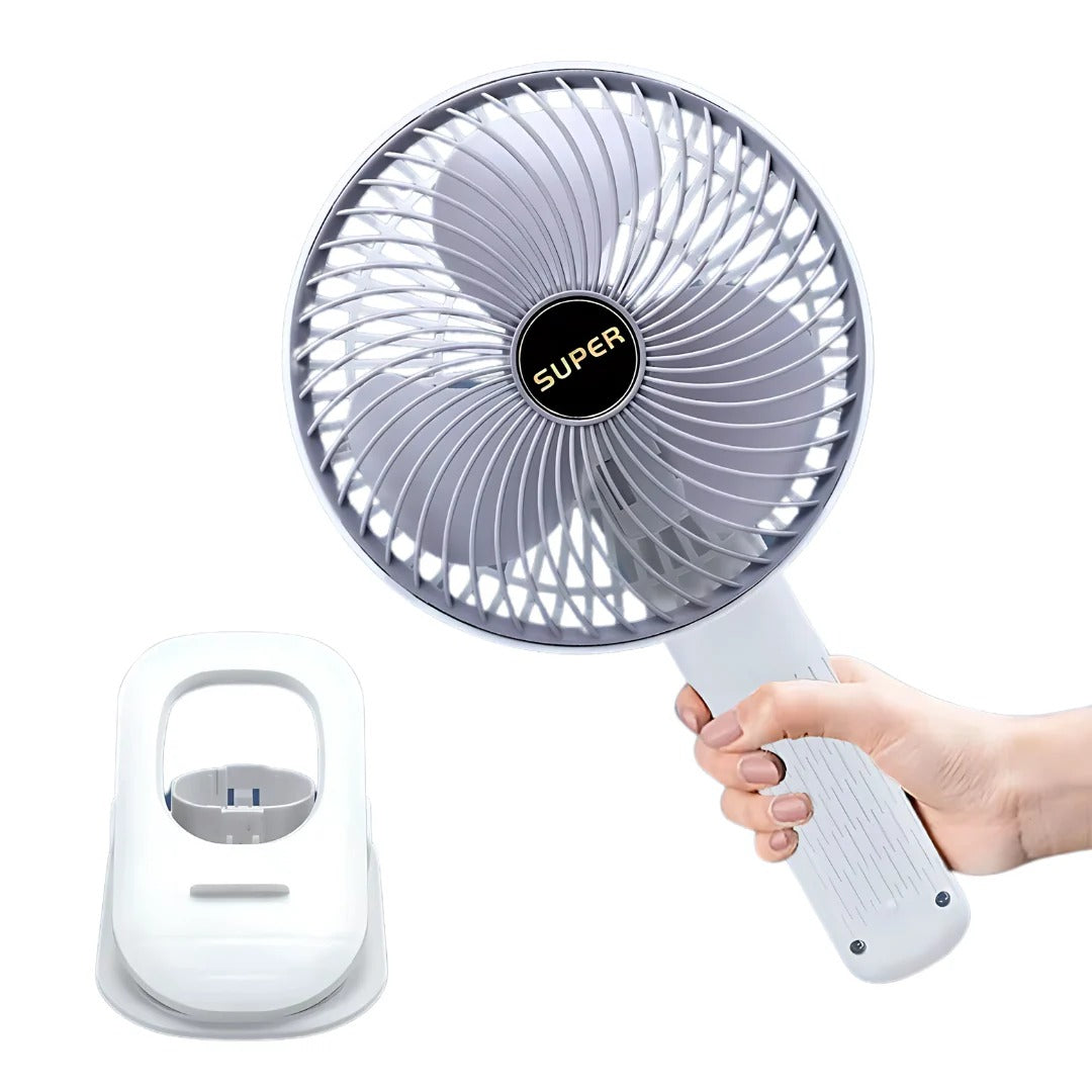 VENTILADOR PORTÁTIL 360° RECARGABLE CON PORTACELULAR | ENVÍO GRATIS