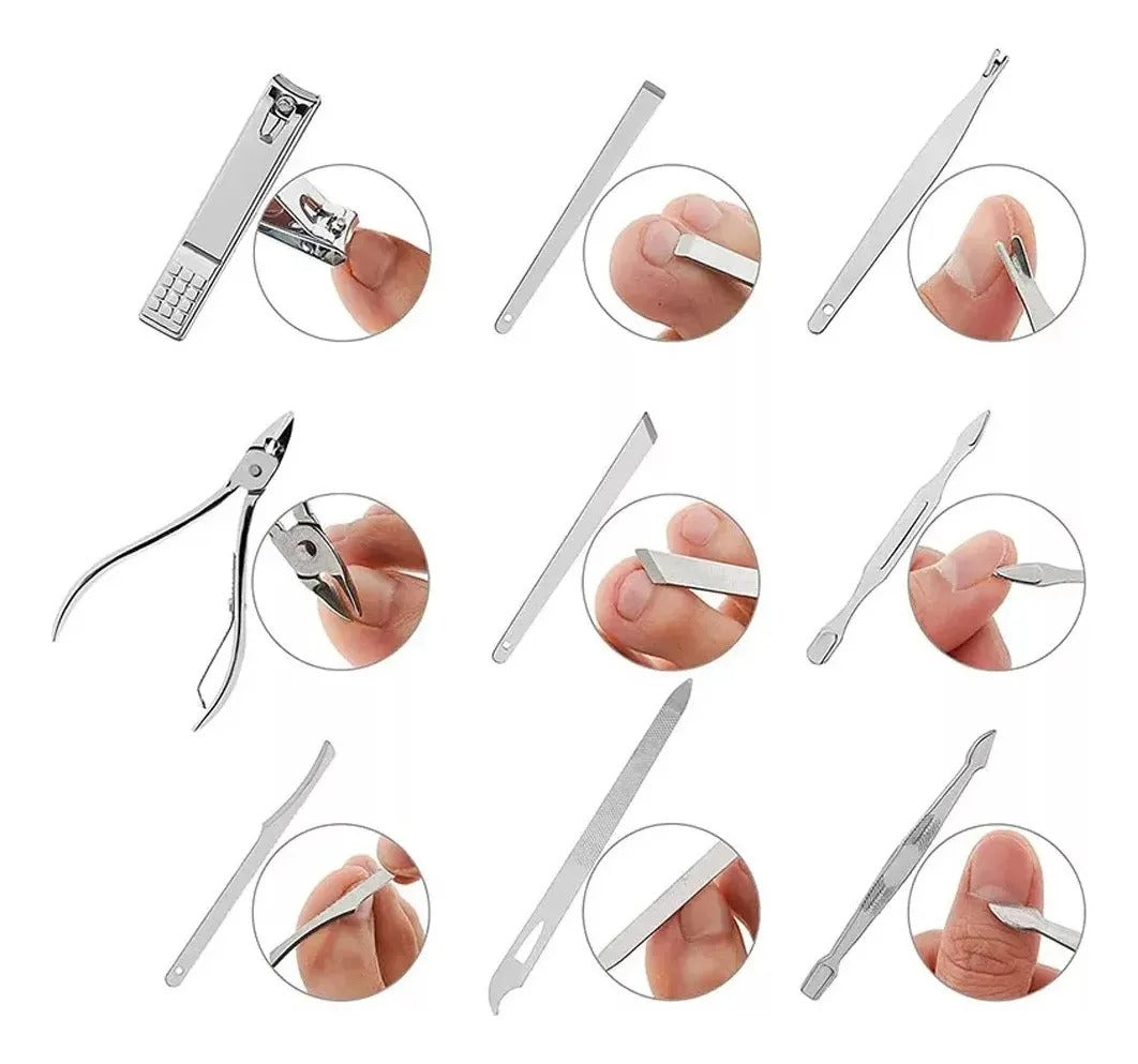 SET MANICURA + PEDICURA 19 PIEZAS ACERO INOXIDABLE | ENVÍO GRATIS